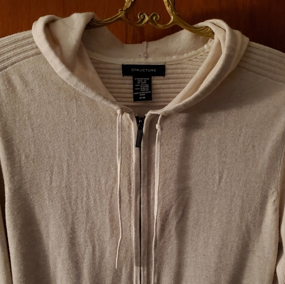 Structure beige long zip-up hoodie - Picture 4 of 10